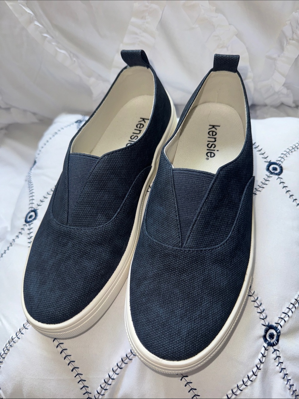 Kensie Navy Blue Slip-On Canvas Flats